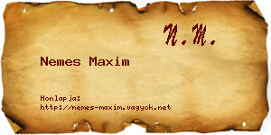 Nemes Maxim névjegykártya
